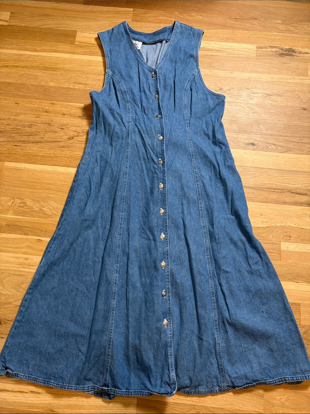 Y2K Stephanie K by Koret Dark Blue Denim Button-Front Midi Dress